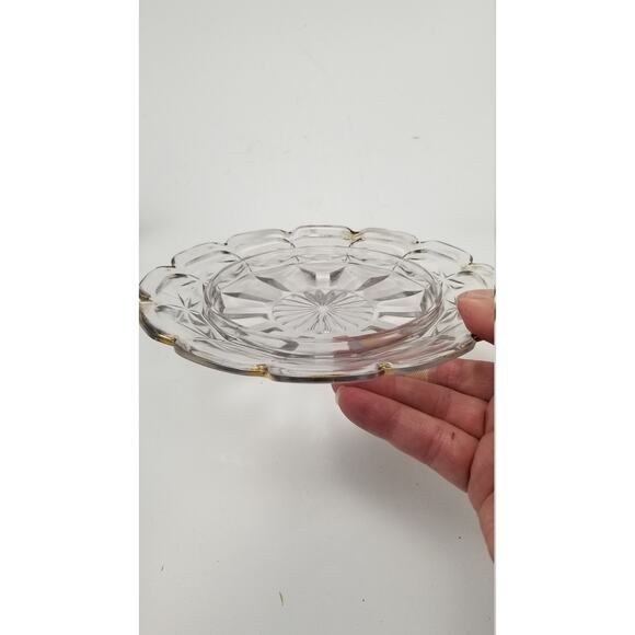 Vintage Glass Sugar Creamer, Round Butter Dish, Cheese Dome, Gold Trim  Set - Picture 6 of 7